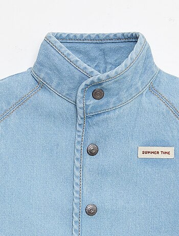 Chemise denim sans manches en coton
