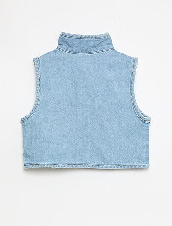 Chemise denim sans manches en coton