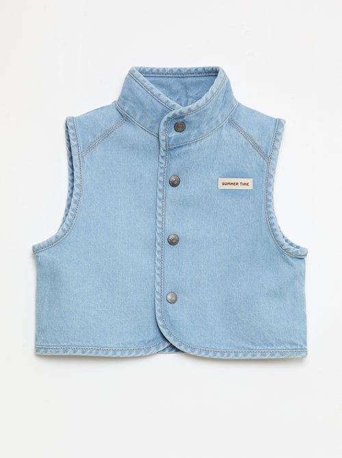 Chemise denim sans manches en coton - Kiabi
