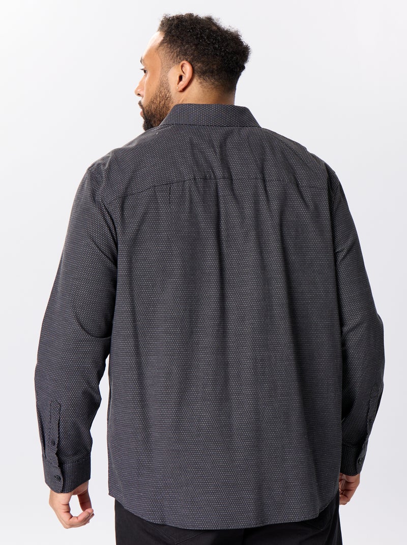 Chemise dobby à motif Noir - Kiabi