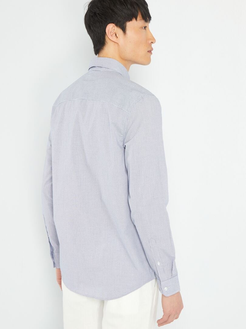 Chemise droite à carreaux Blanc/bleu marine - Kiabi