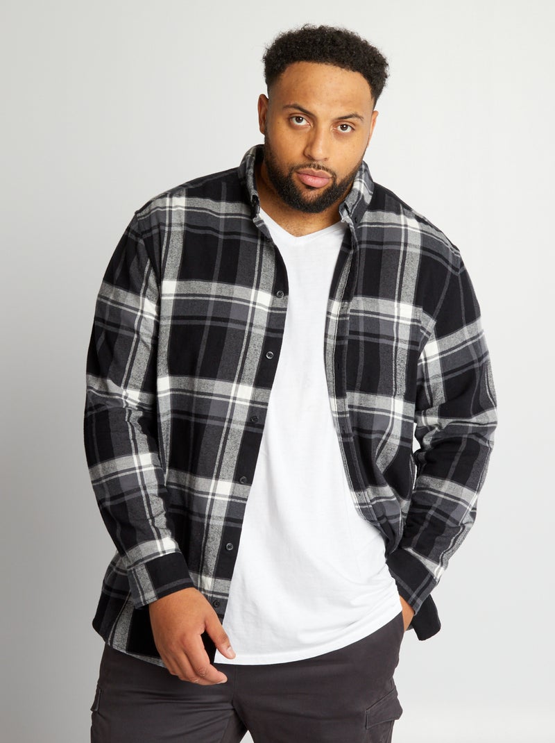 Chemise droite à carreaux Noir/blanc/gris - Kiabi
