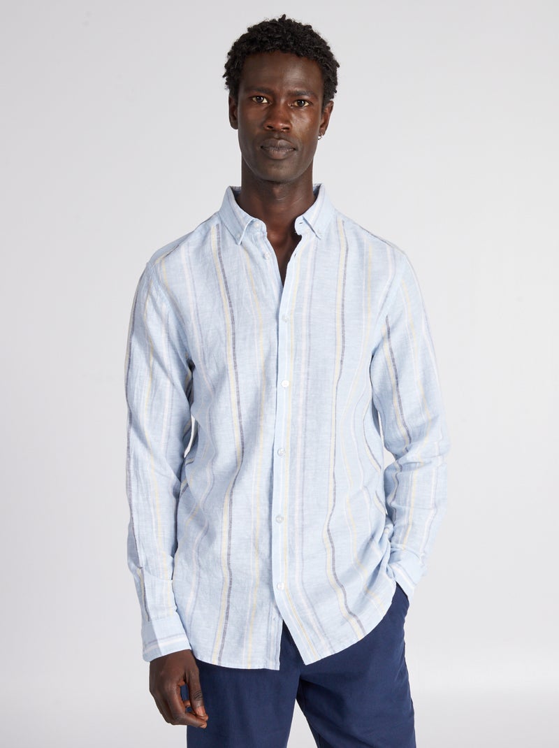 Chemise droite à fines rayures Bleu/jaune - Kiabi