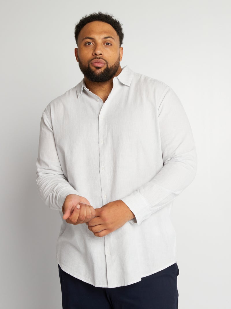 Chemise droite à manches longues Blanc - Kiabi