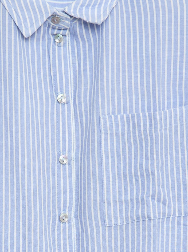 Chemise droite à rayures -  Facile à enfiler Bleu - Kiabi