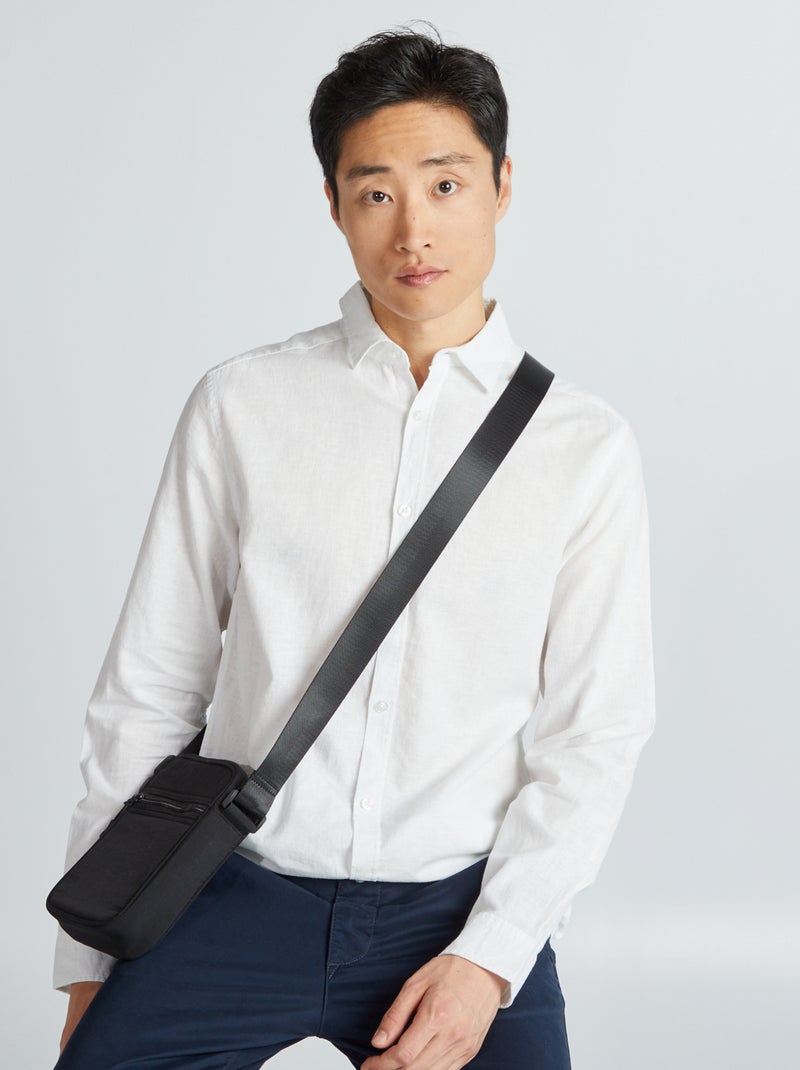 Chemise droite en lin et en coton blanc - Kiabi
