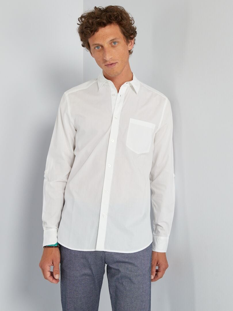 Chemise droite pur coton blanc - Kiabi