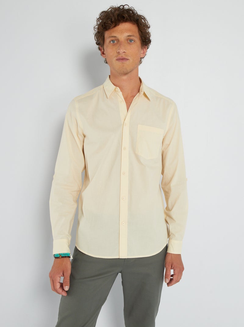 Chemise droite pur coton Jaune - Kiabi