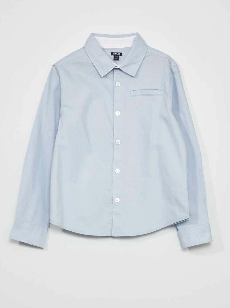 Chemise droite unie bleu gris - Kiabi