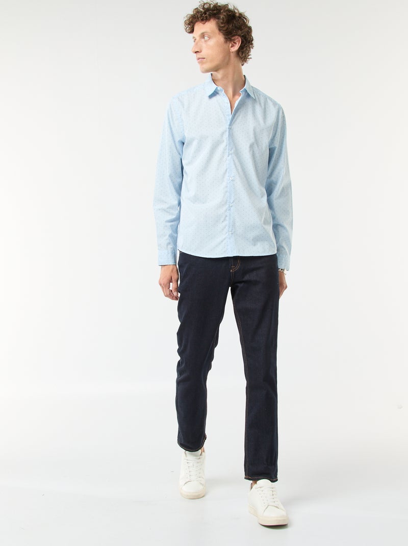 Chemise droite/regular à pois Bleu - Kiabi