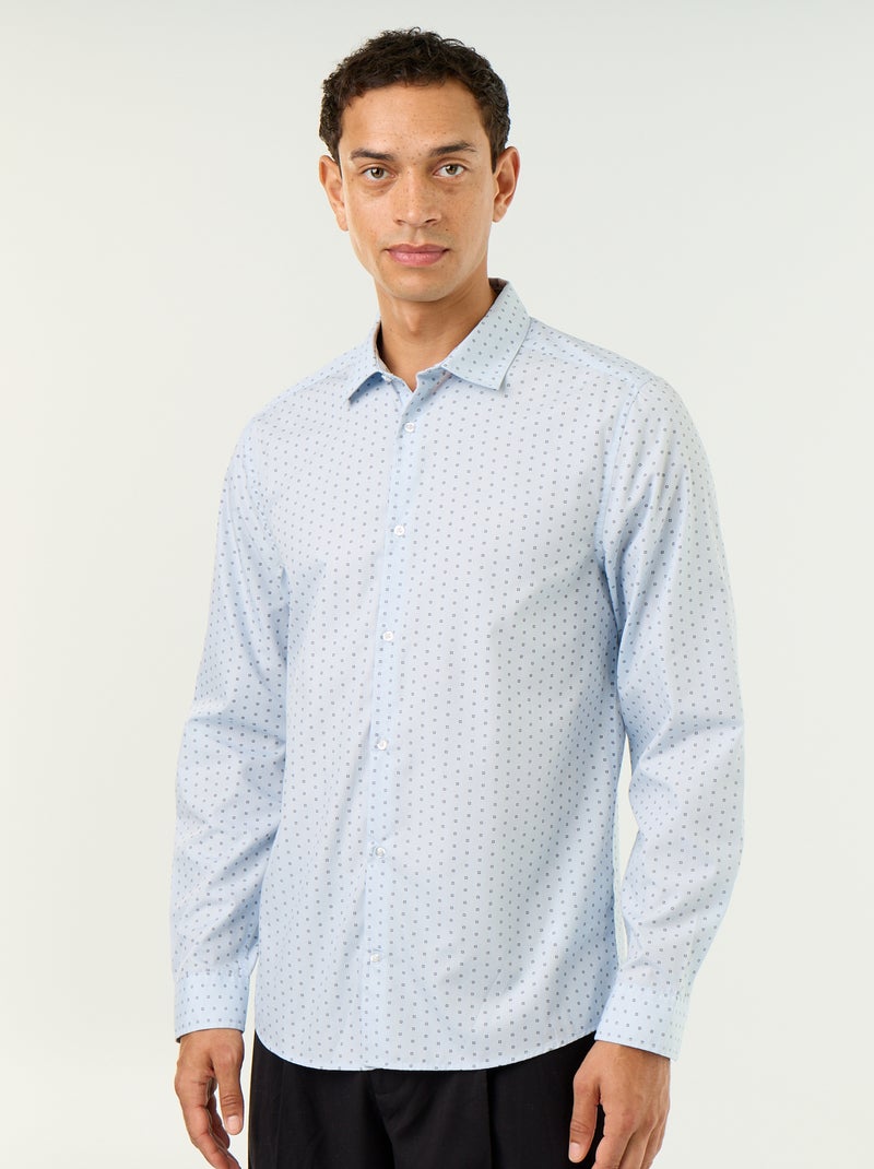 Chemise droite/regular à pois Bleu - Kiabi