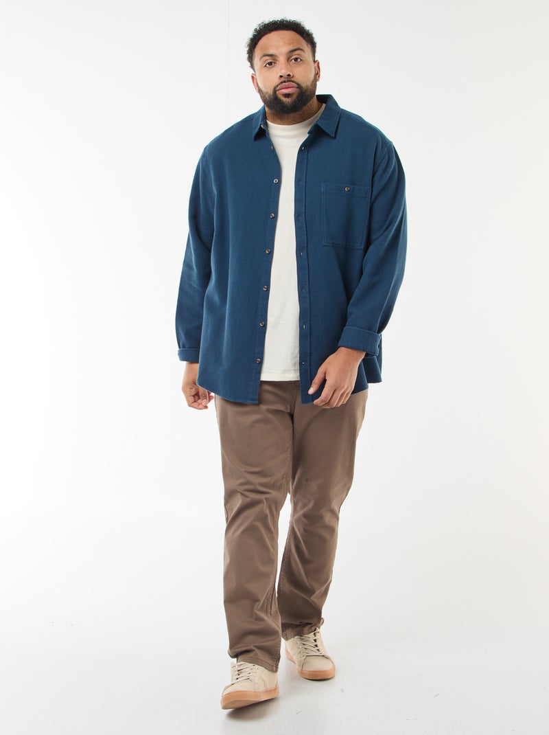 Chemise effet gaufré uni Bleu - Kiabi
