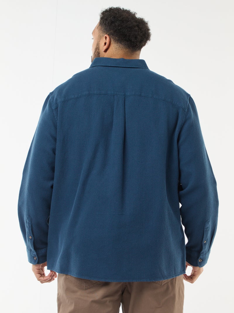Chemise effet gaufré uni Bleu - Kiabi