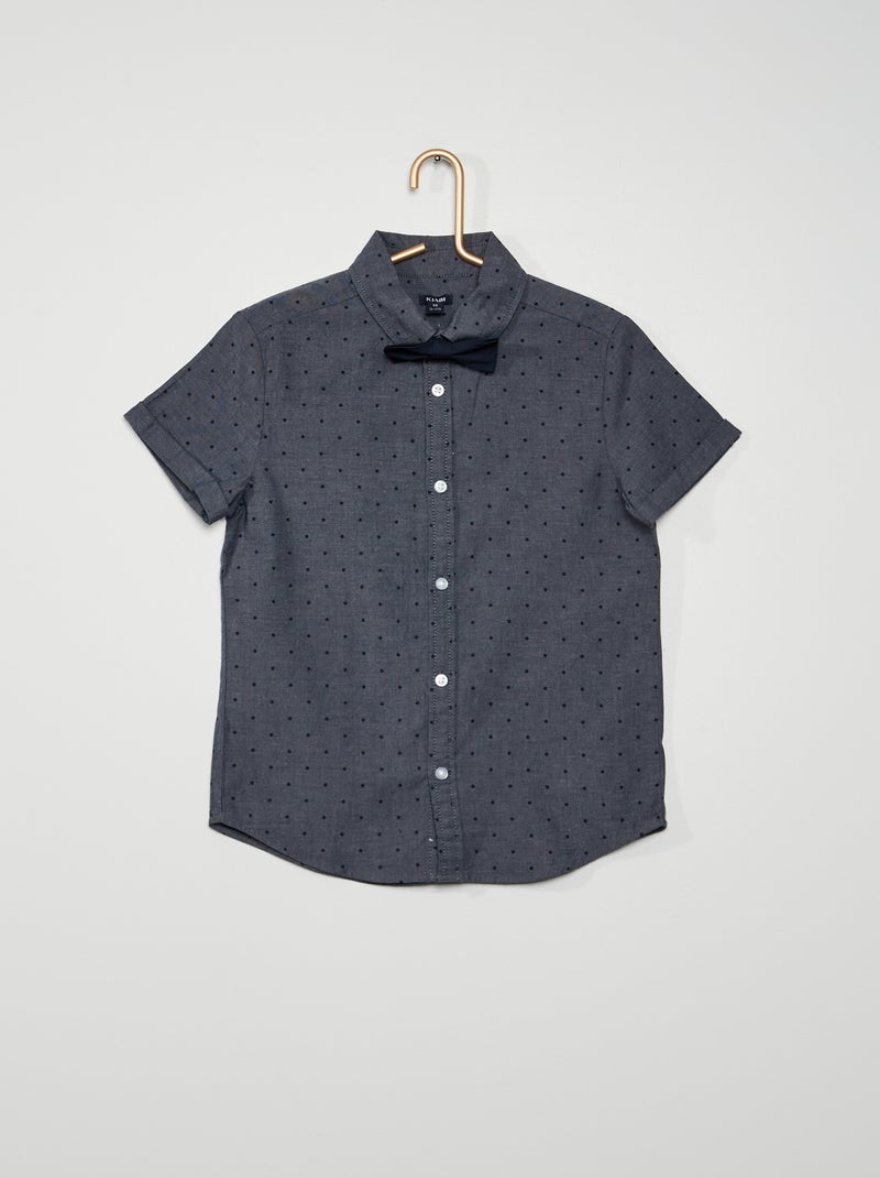 Chemise en chambray avec nœud papillon gris - Kiabi