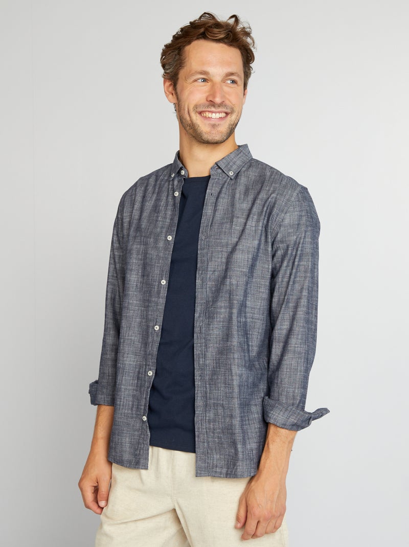 Chemise en chambray Bleu - Kiabi