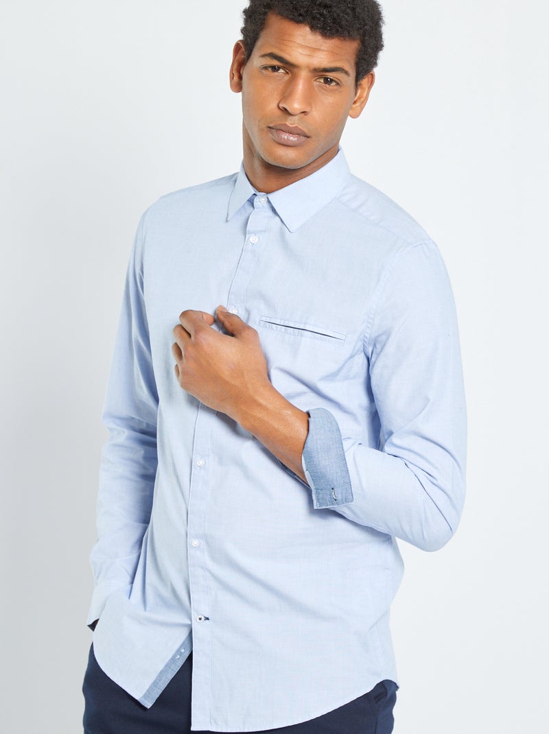 Chemise en chambray bleu - Kiabi