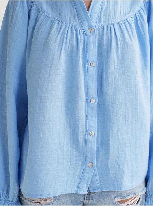 Chemise en coton à col mao et boutons mixray - Kiabi