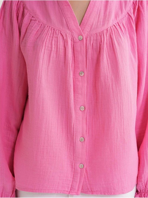 Chemise en coton à col mao et boutons mixray - Kiabi