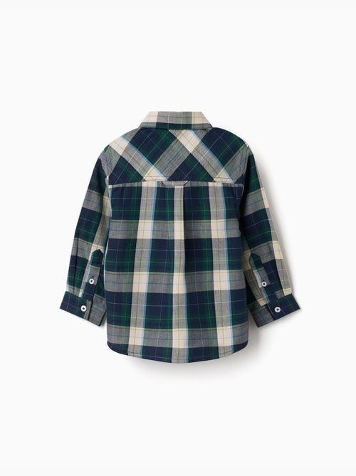 Chemise en coton à manches longues à carreaux b&s - Kiabi