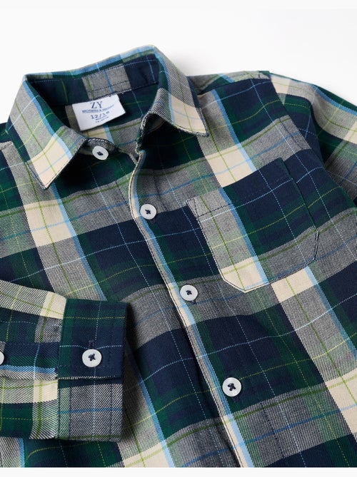 Chemise en coton à manches longues à carreaux b&s - Kiabi