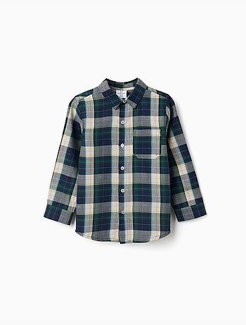 Chemise en coton à manches longues à carreaux b&s