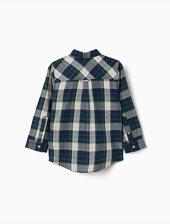 Chemise en coton à manches longues à carreaux b&s