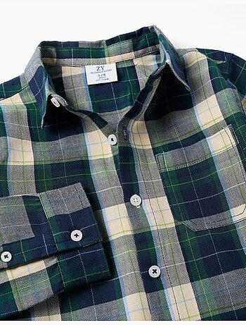 Chemise en coton à manches longues à carreaux b&s