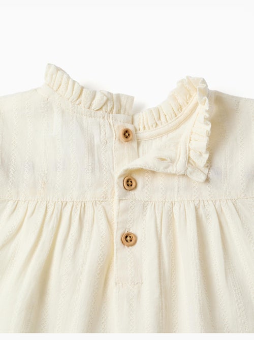 Chemise en coton à manches longues avec fleurs et volants - Kiabi