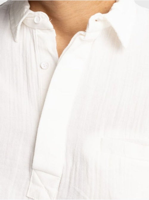 Chemise en coton à manches longues coupe décontractée avec détail nouée giesto - Kiabi