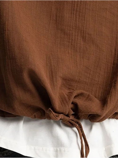 Chemise en coton à manches longues coupe décontractée avec détail nouée giesto - Kiabi