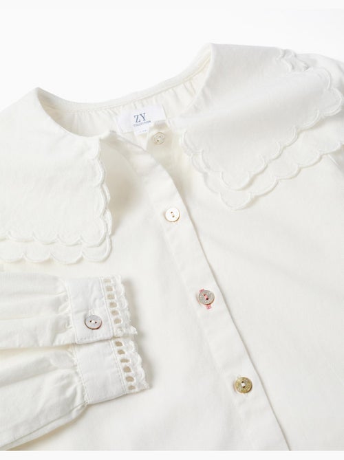 Chemise en coton à manches longues et col carré b&s - Kiabi Chemise en coton à manches longues et col carré b&s - Kiabi