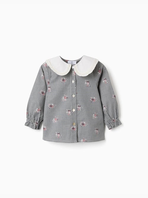 Chemise en coton à motif Vichy avec imprimé floral - Kiabi