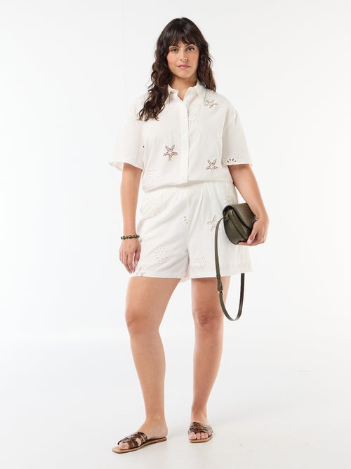 Chemise en coton à motifs ajourés - Kiabi