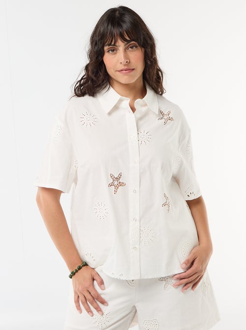 Chemise en coton à motifs ajourés - Kiabi