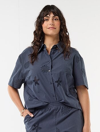 Chemise en coton à motifs ajourés