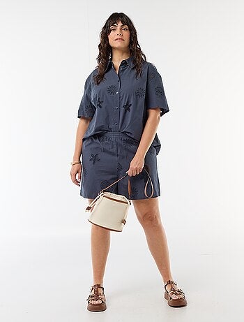 Chemise en coton à motifs ajourés