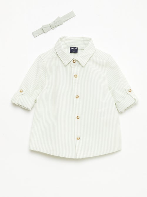 Chemise en coton avec nœud papillon amovible - Kiabi