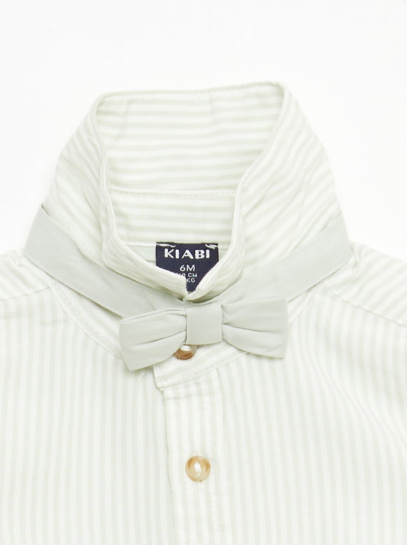 Chemise en coton avec nœud papillon amovible Blanc - Kiabi
