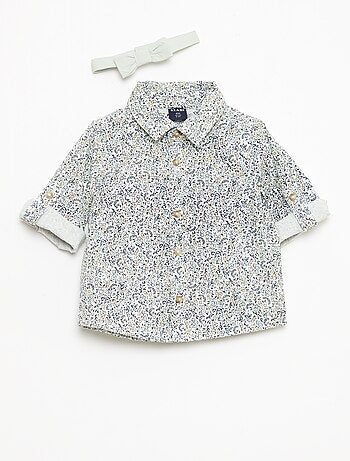 Chemise en coton avec nœud papillon amovible