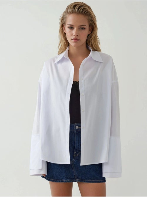 Chemise en coton coupe classique avec détails boutonnés hiccup - Kiabi