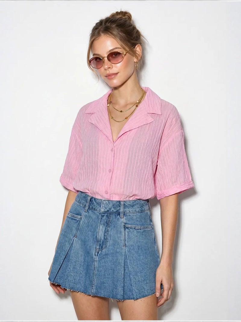 Chemise en coton lucci Rose - Kiabi