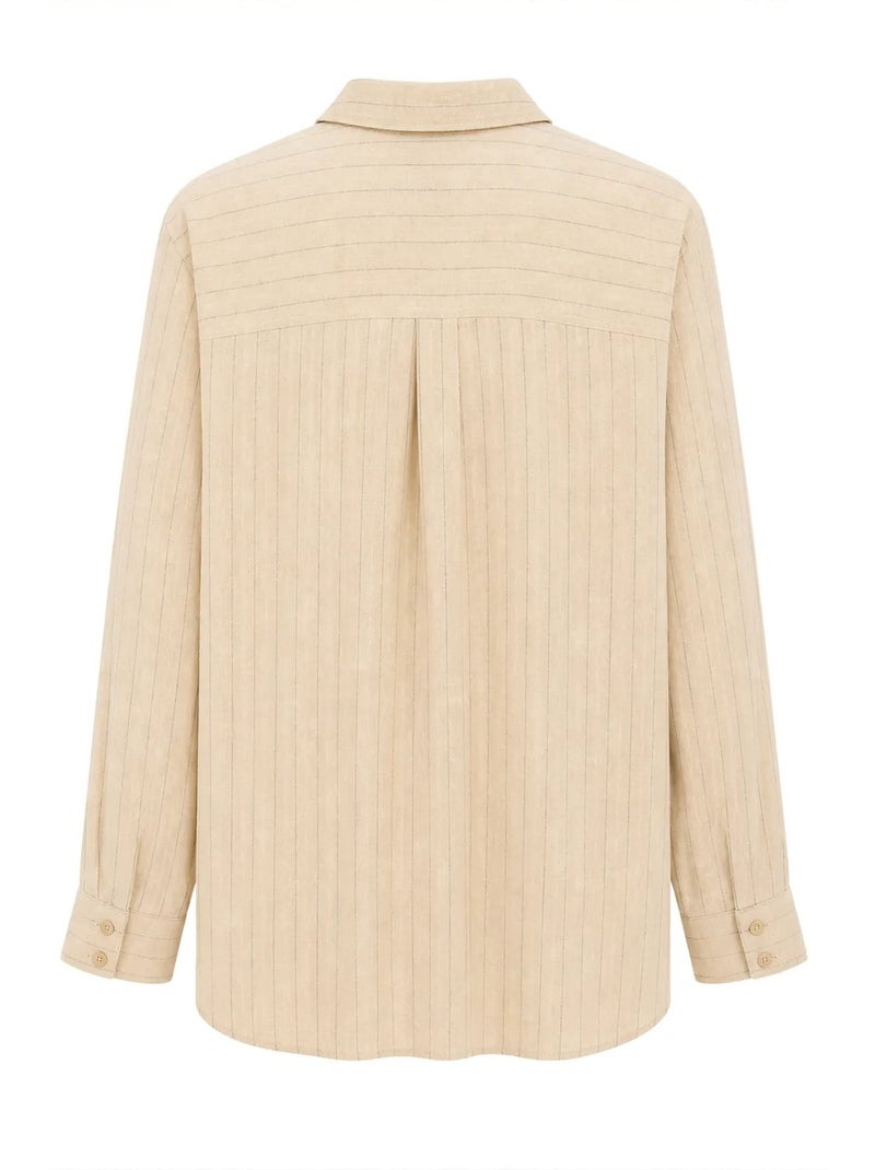 Chemise en coton mixray Beige argile - Kiabi