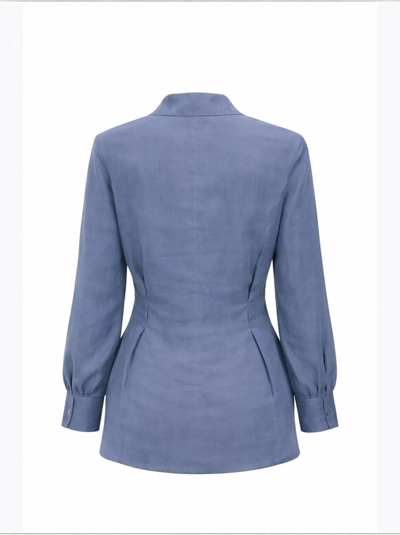 Chemise en coton mixray Bleu - Kiabi