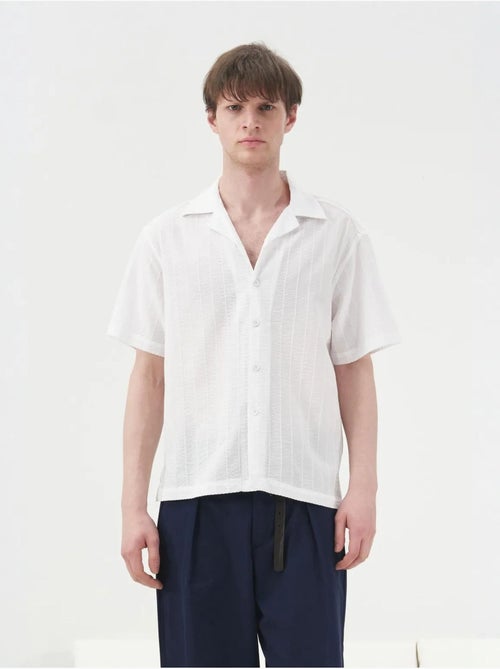 Chemise en coton texturé à manches courtes giesto - Kiabi