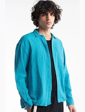 Chemise en coton texturé coupe décontractée giesto