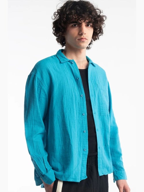 Chemise en coton texturé coupe décontractée giesto - Kiabi