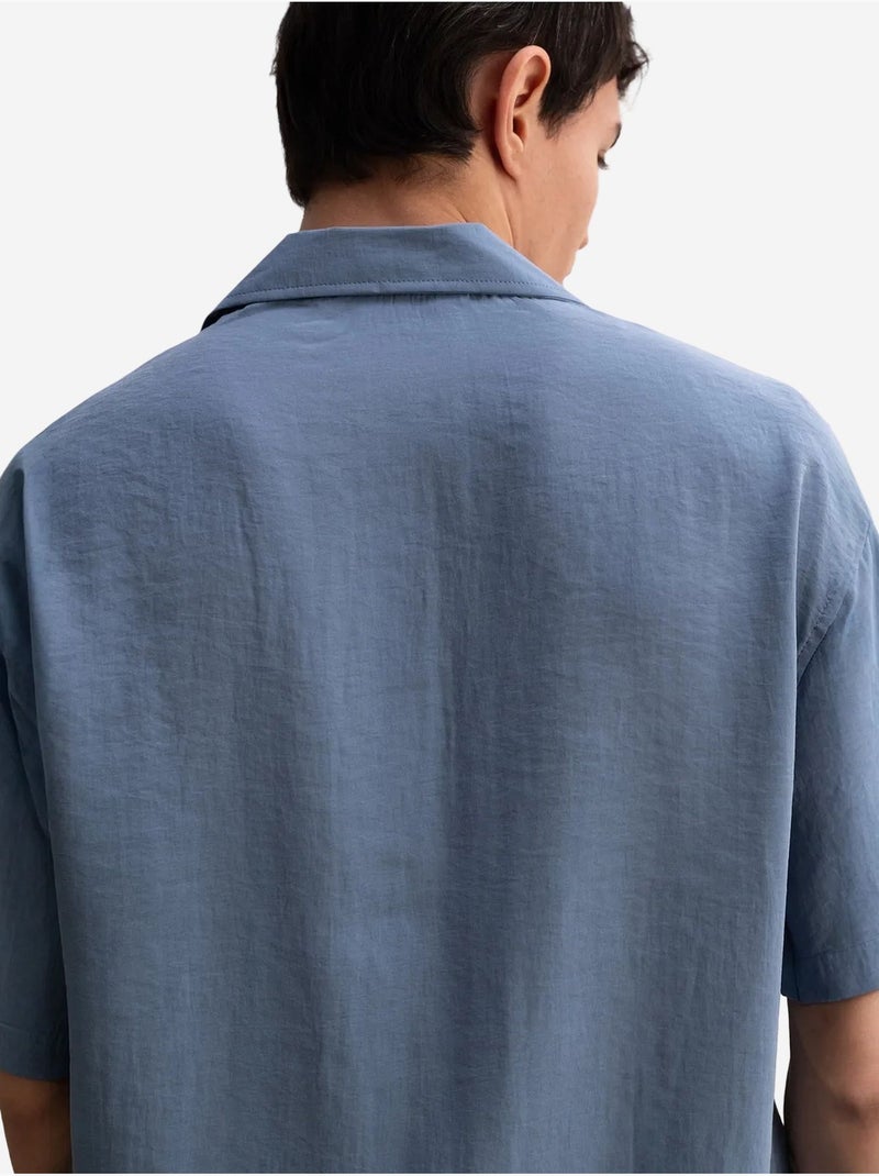 Chemise en crêpe avec détail noué coupe décontractée pour homme giesto Bleu saphir - Kiabi