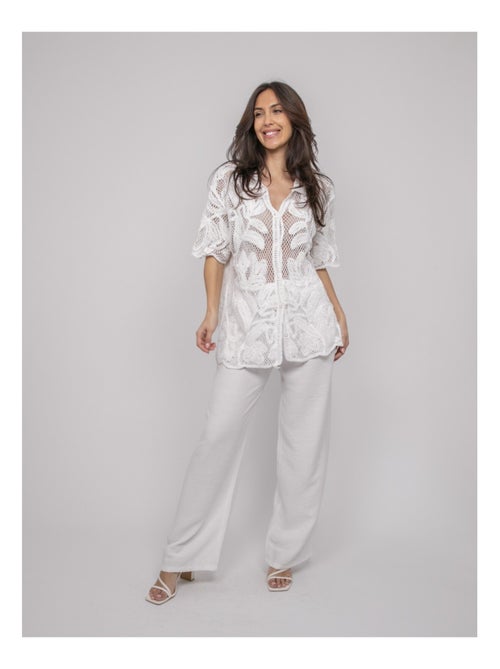 Chemise en crochet manches courtes ogane - Kiabi