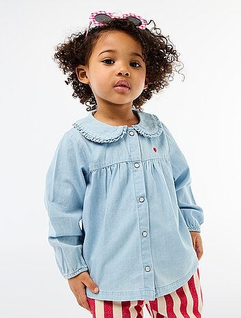 Chemise en denim avec broderie cœur