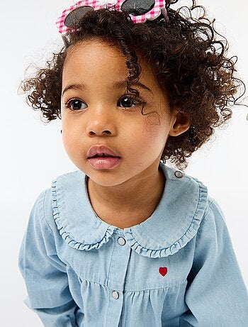 Chemise en denim avec broderie cœur